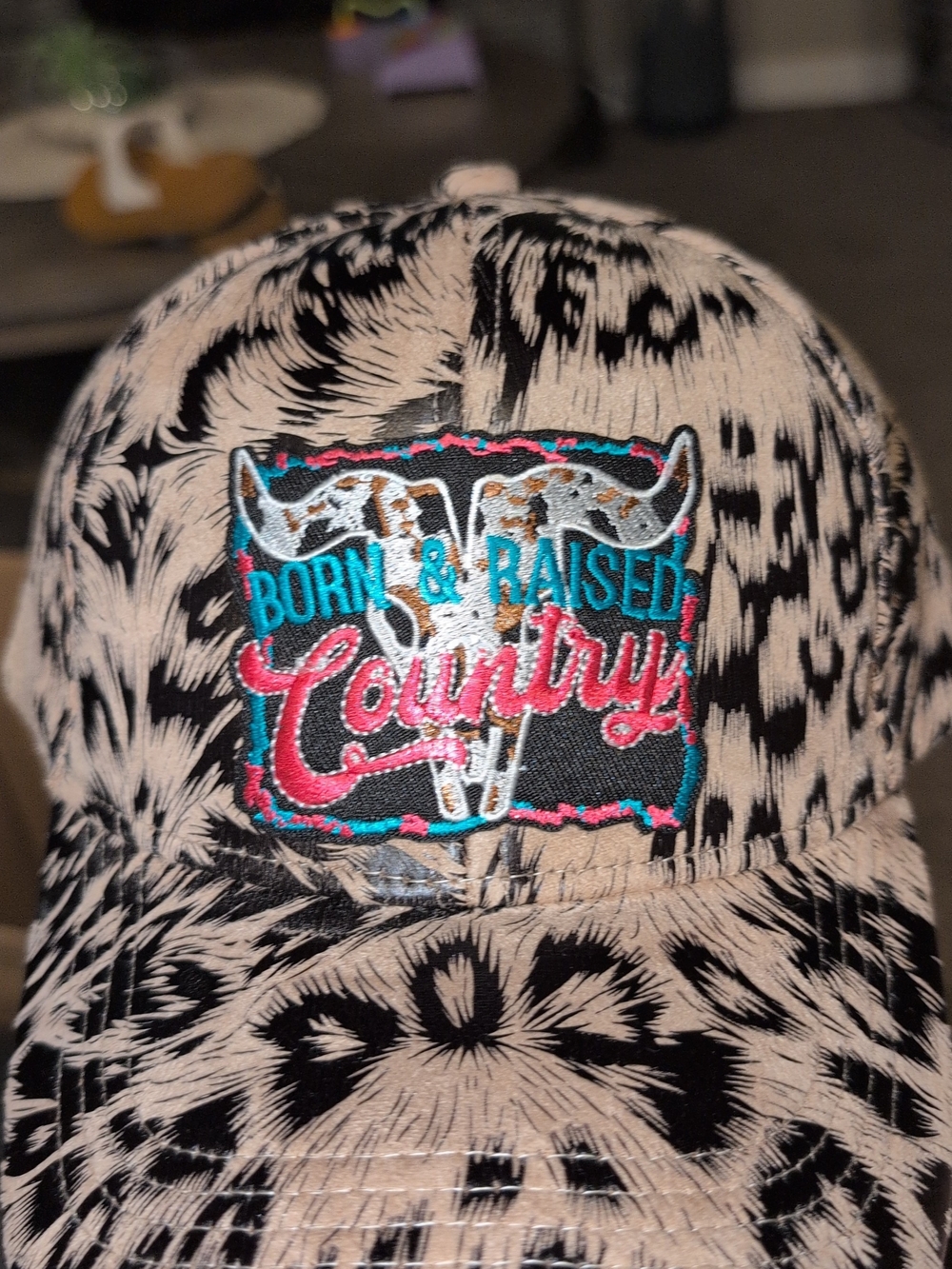 Born & Raised Country Embroidered Tan and Black Cap